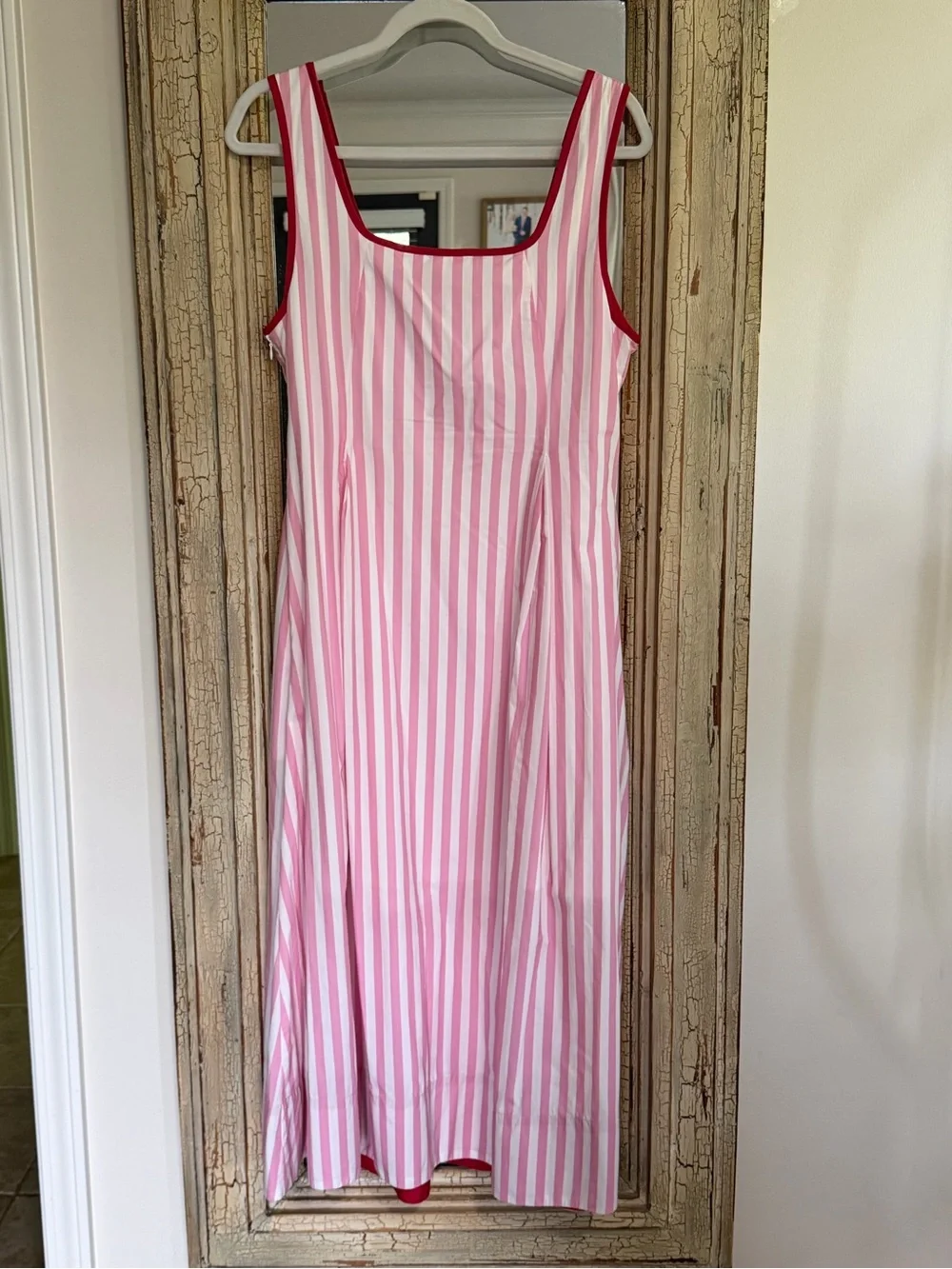 NWOT entro Pink and White Vertical Stripe Top with Red Trim - Picture 5 of 5